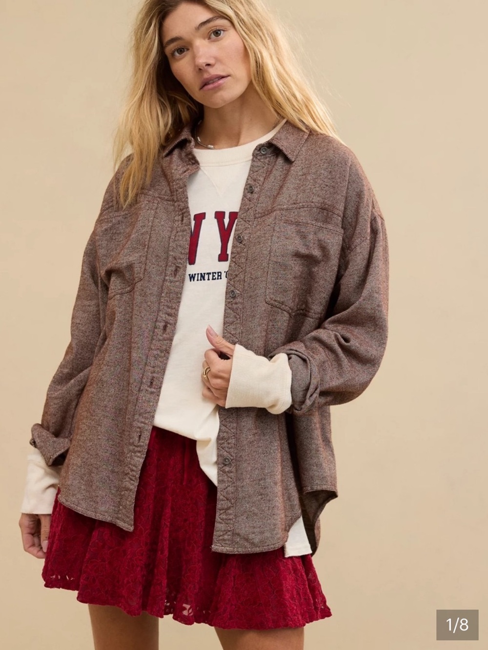 AERIE The Anytime Favorite Twill Button Up Top